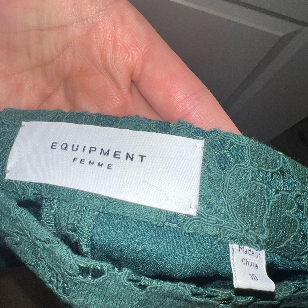 Equipment Dark Green Lace Cropped Pants - Picture 8 of 8